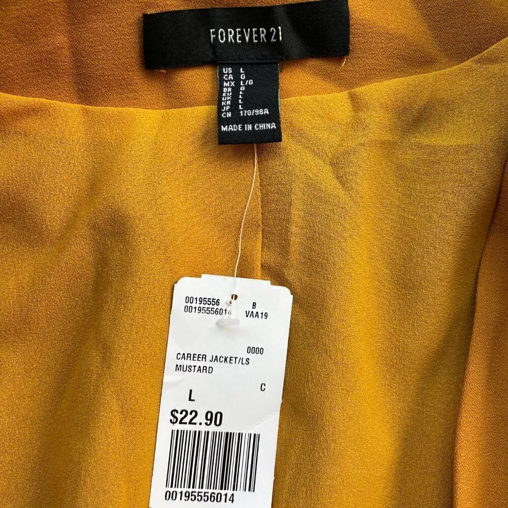 Forever 21 NWT Mustard Yellow Womens Blazer Large - Picture 3 of 4